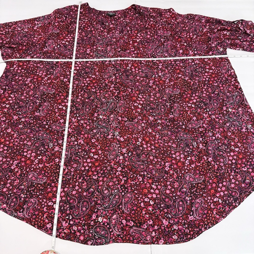 Torrid Harper Pink Floral Paisley Georgette 3/4 Sleeve Pullover Blouse Size 5X - Picture 10 of 12